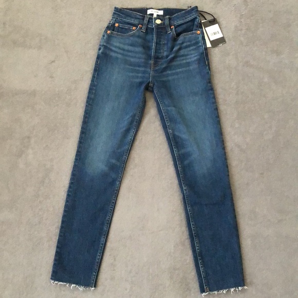 Re/Done 90s Extra Stretch High Rise Ankle Crop Royal Fade 23 - Picture 1 of 15